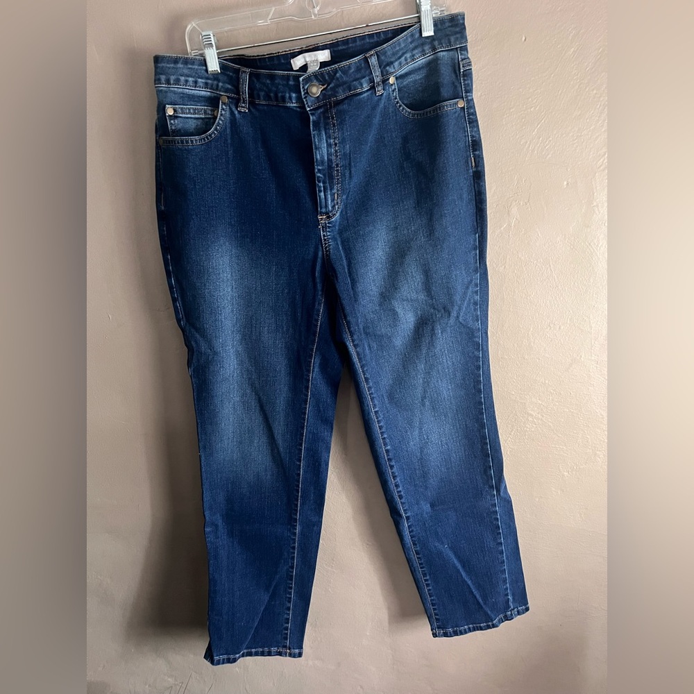 Woman Within Blue Straight Leg Jeans